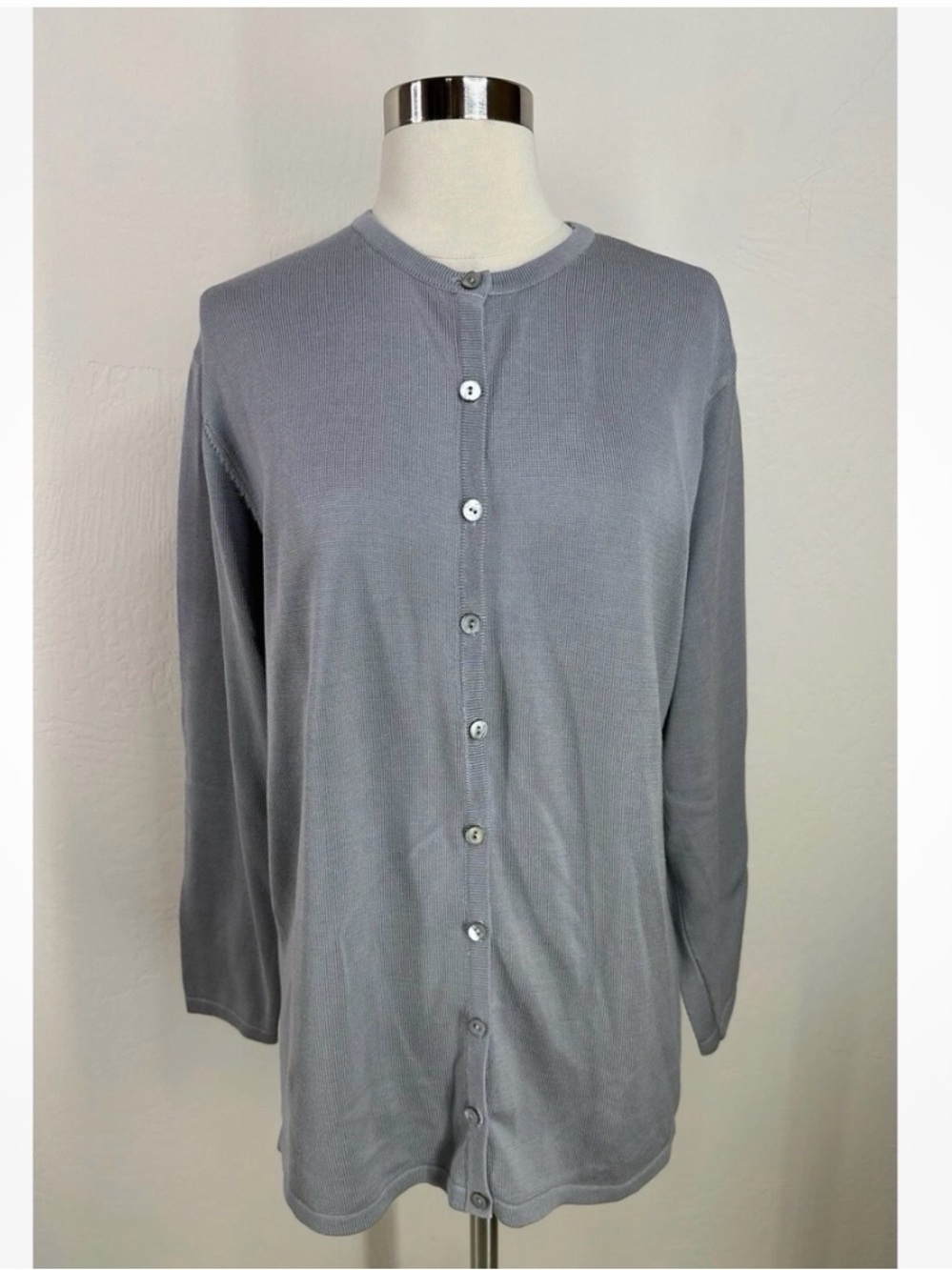 Talbots Light Gray Men's Button-Front Knit Shirt